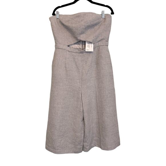 ASOS Jumpsuit Womens 12 Gray Cut Out Strapless Tube Wide Leg Flare Party NWT - Picture 1 of 11